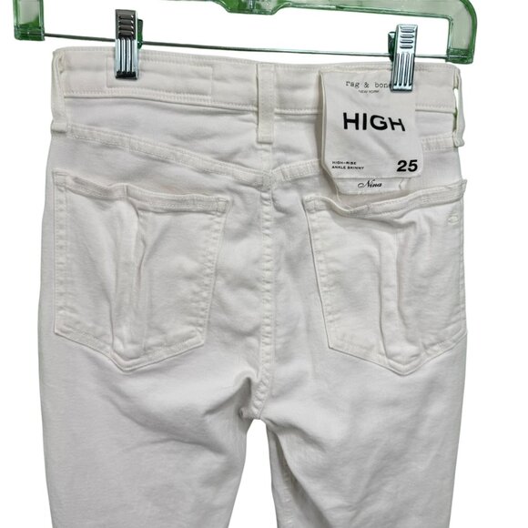 Rag & Bone Nina High-Rise Ankle Skinny Jeans White Size 25 NWT - Picture 4 of 5